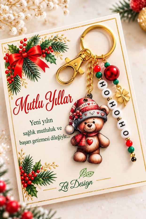 Christmas Themed Card Keychain Bag Ornament