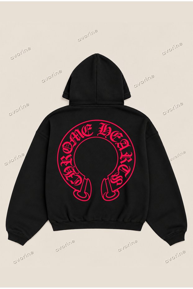 Chrome Hearts Red Hoodie Printed Comfortable Fit Oversize Unisex Hoodie 100% Cotton 3 Thread Count Hooded Sweatshirt