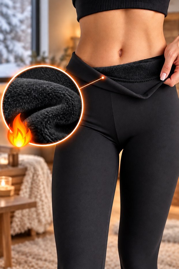 Thermal Women's Winter Tights with Internal Padding, Warm, High Waist, Shaping, Flexible Black Tights