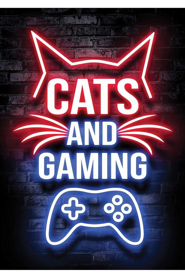 Cats and Gaming Metal Poster - Magnetic Wall Art Print