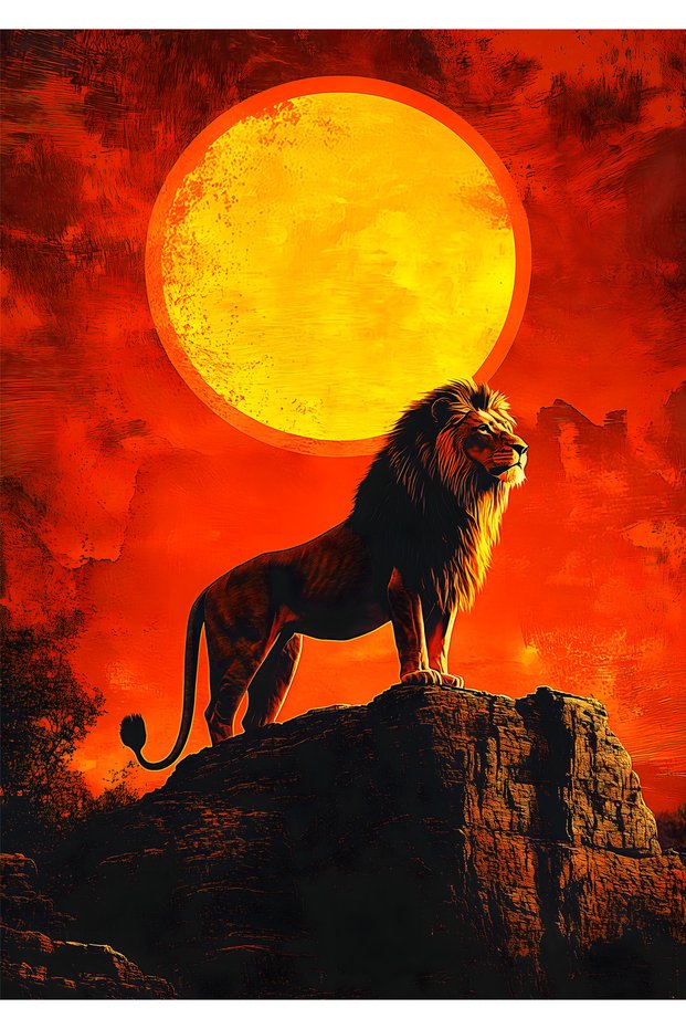 Lion on a Cliff Pop Art Metal Poster - Magnetic Wall Art Print