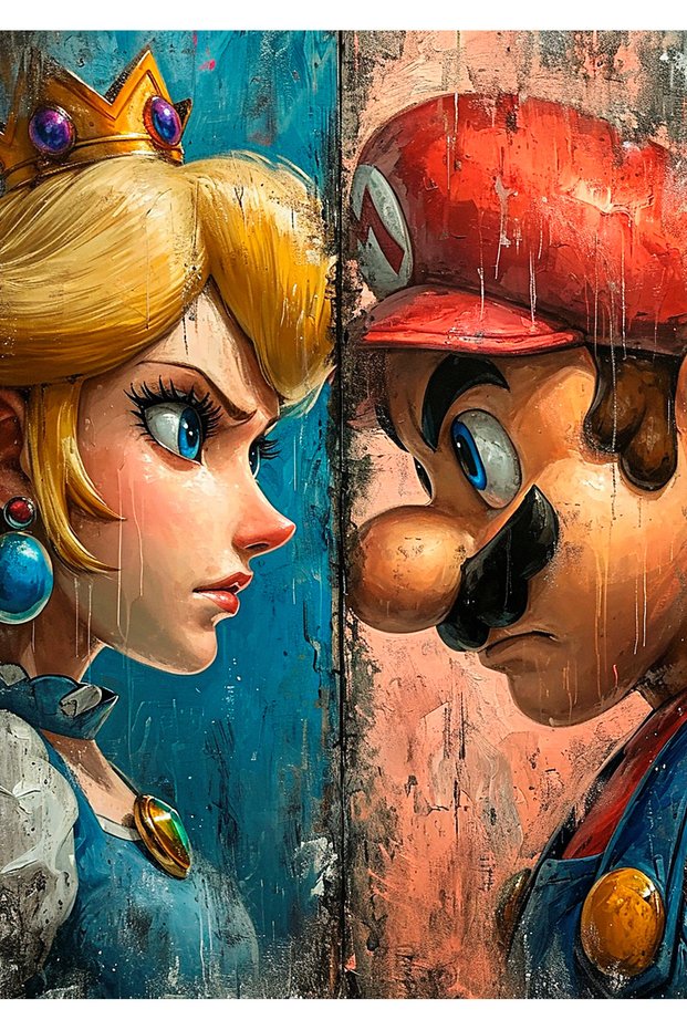 Mario and The Princess Pop Art Metal Poster - Magnetic Wall Art Print