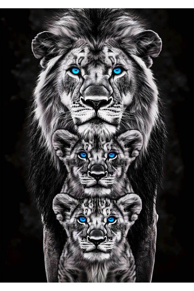Black and White Lion Pop Art Metal Poster - Magnetic Wall Art Print