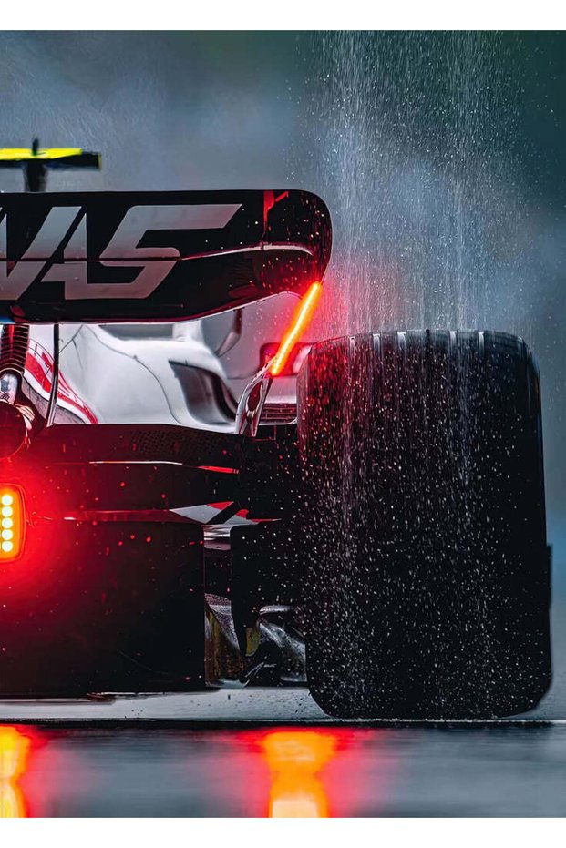 F1 Car in Rain Racing Metal Poster - Magnetic Wall Art Print