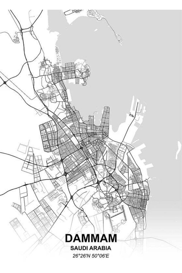 Dammam Saudi Arabia City Map Metal Poster - Magnetic Wall Art Print