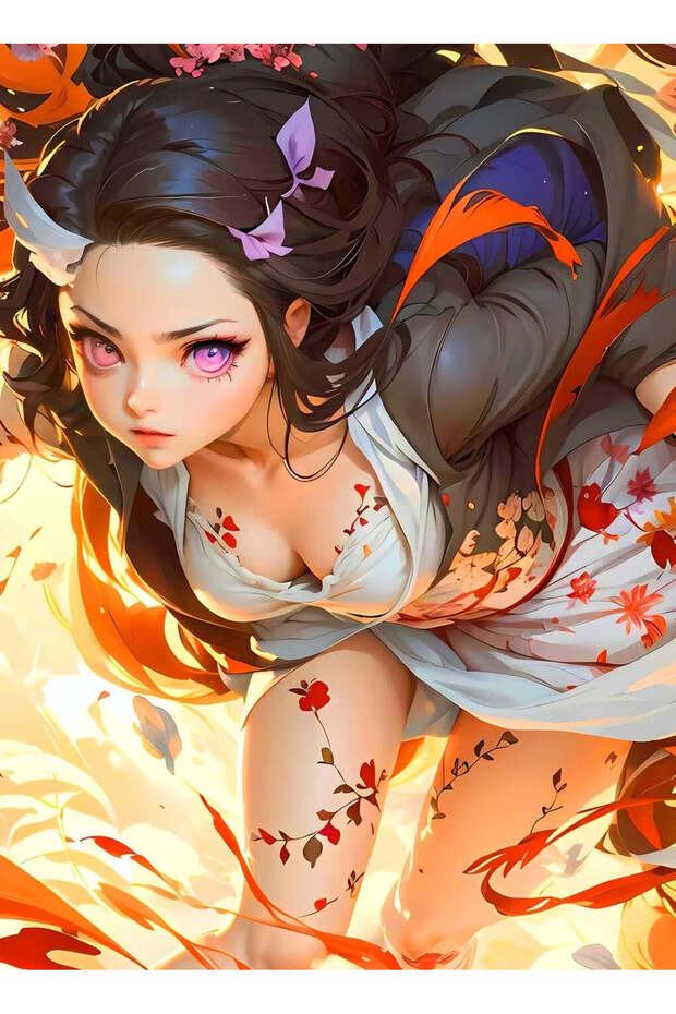 Nezuko Kamado Intense Anime Metal Poster - Magnetic Wall Art Print