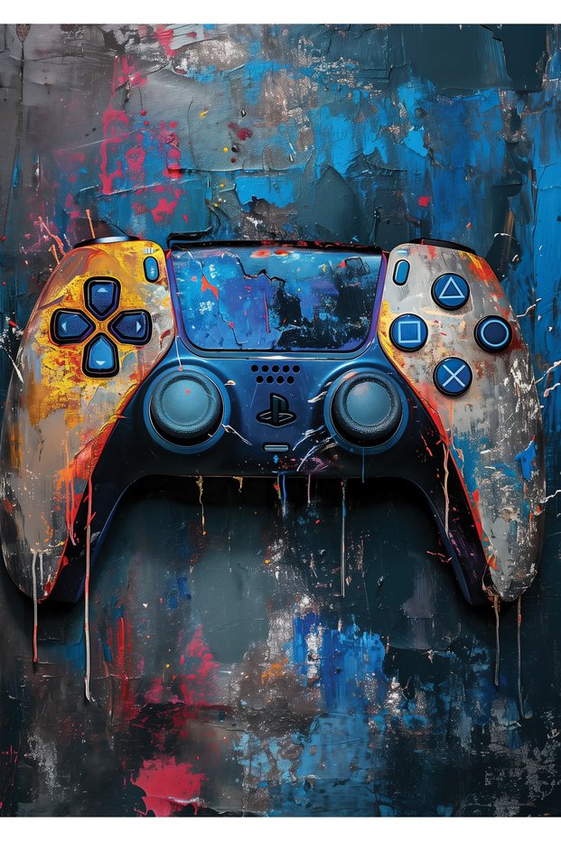 PS5 Controller Gaming Metal Poster - Magnetic Wall Art Print