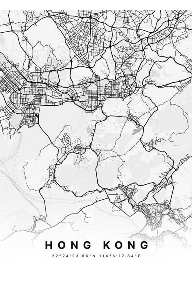 Hong Kong City Map Metal Poster - Magnetic Wall Art Print
