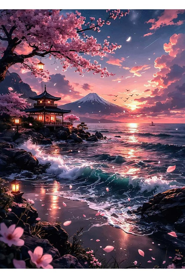 Japanese Sunset Anime Metal Poster - Magnetic Wall Art Print