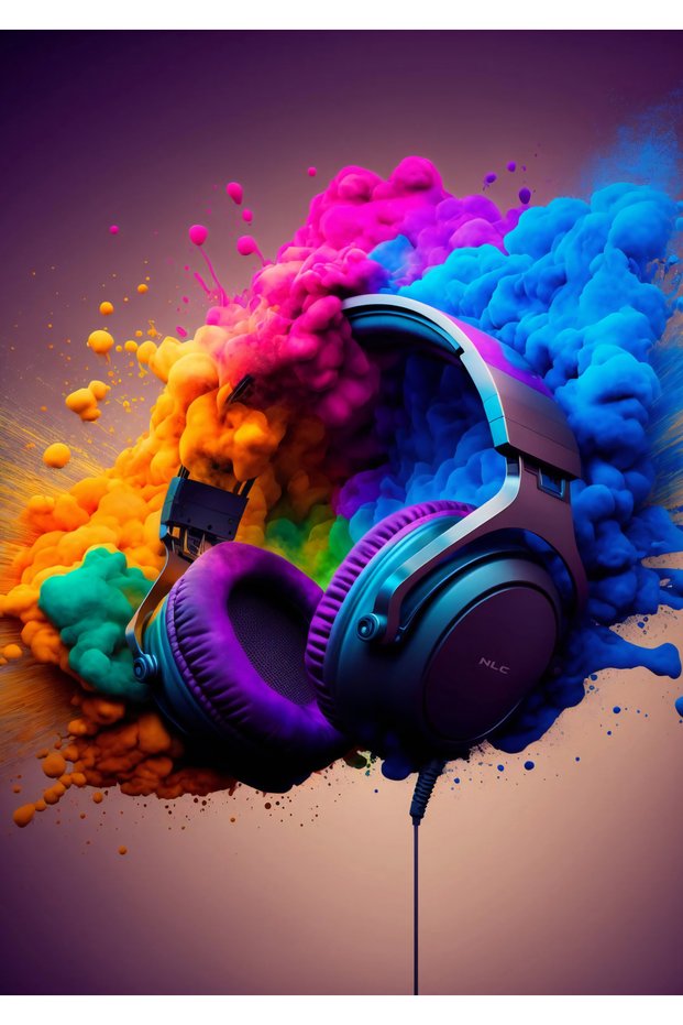 Colorful Headphones Gaming Metal Poster - Magnetic Wall Art Print