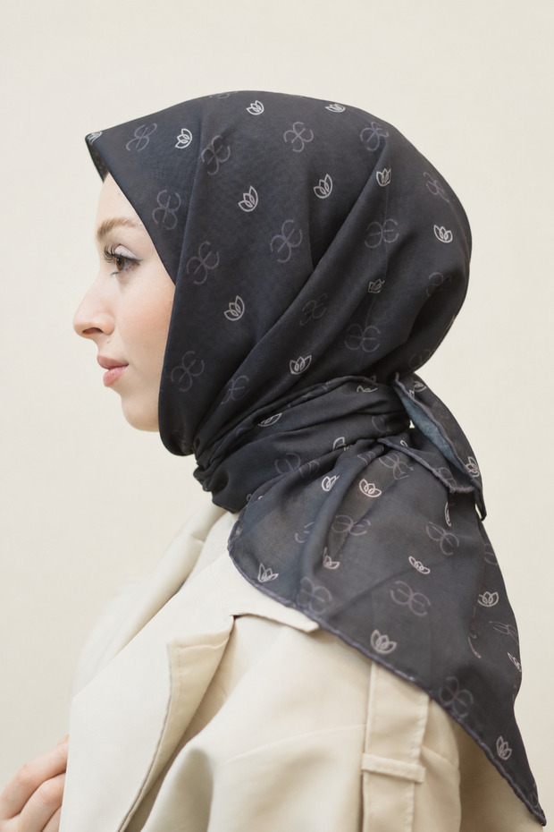 Monogram Pattern Cotton Soft Scarf
