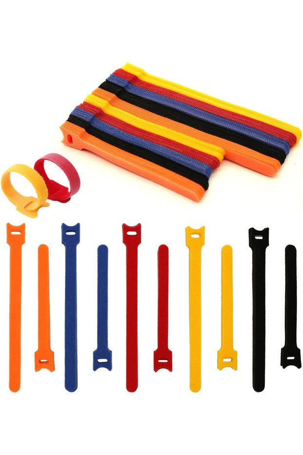 100PCS Reusable Cable Zip Ties, 8-inch &6-inch cord ties, Multi-Purpose Hook& Loop cable management