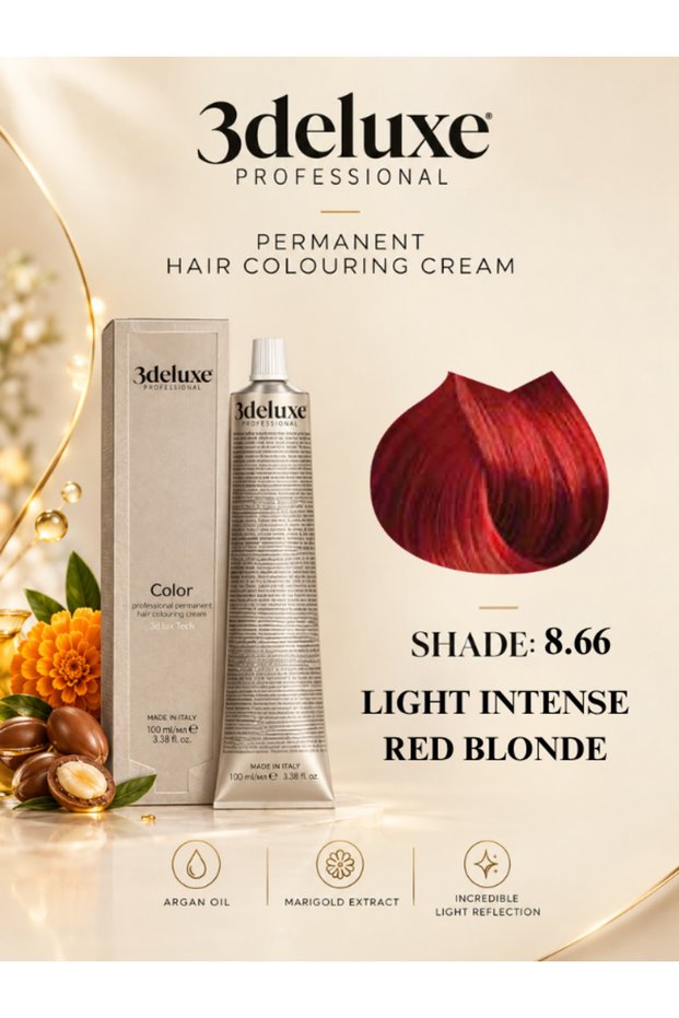 Hair Color Cream With Argan Oil & Marigold Extract Light Intense Red Blonde 100ml 8.66