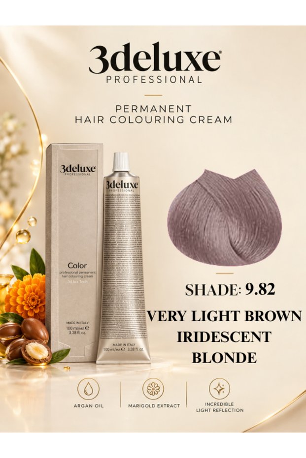 Hair Color Cream With Argan Oil & Marigold Extract Very Light Brown Iridescent Blonde 100ml 9.82