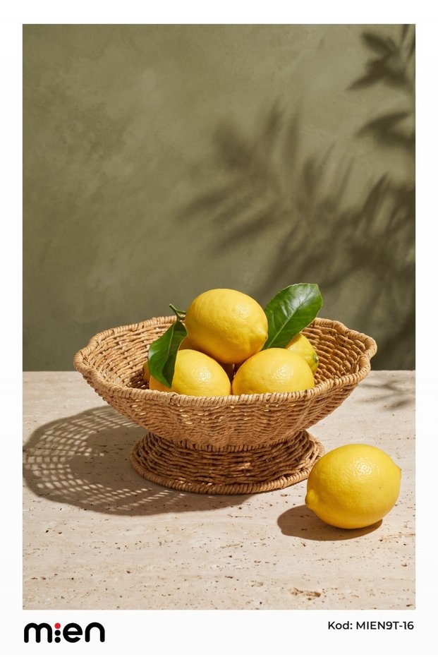 Rattan Footed Fruit Bowl Presentation Basket Multi-Purpose Basket 27X10 cm