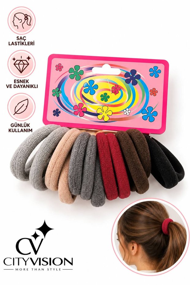 12 Pieces 6 Colors Rubber Fabric Hair Clips