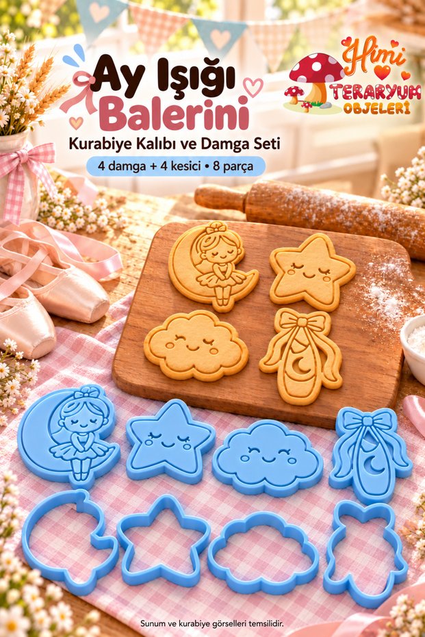 Moonlight Ballerina Ballerina Girl Dancing Girl Cookie Cutter and Stamp Set Ballet Themed 8 Pieces