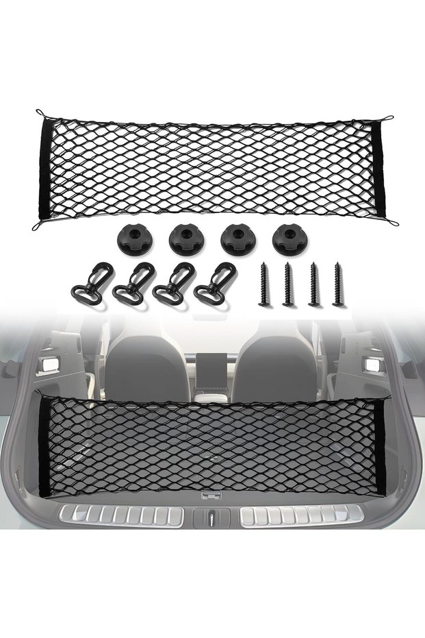 Heavy Duty Cargo Net Stretchable, Car Interior Accessories, Adjustable Elastic Trunk Storage Net wit