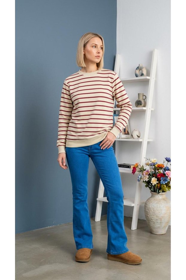 Women's Striped Sweatshirt Relaxed Fit