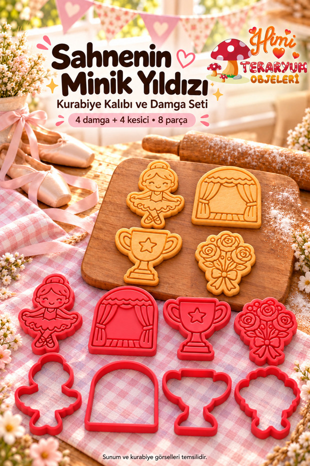 Tiny Star of the Stage Ballerina Girl Dancing Girl Cookie Cutter and Stamp Set Ballet Themed 8 Pieces