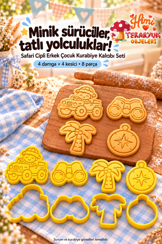 Safari Cipli Boy Cookie Mold Stamp Cutter Set Safari Adventure Birthday Jeep Theme