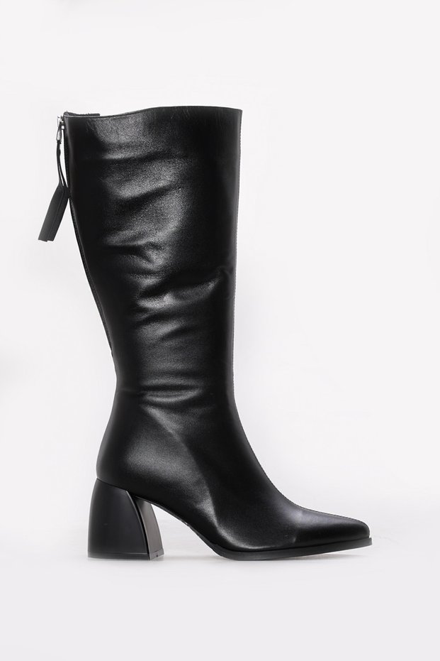 Genuine Leather and Fur 064Yza851 Black Women's Classic Boots