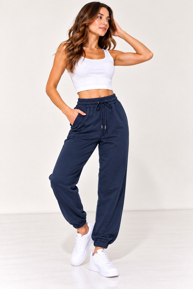 Women's Modal Fabric High Waist Elastic Waistband Pockets Relaxed Fit Elastic Cuffs Jogger Sweatpants