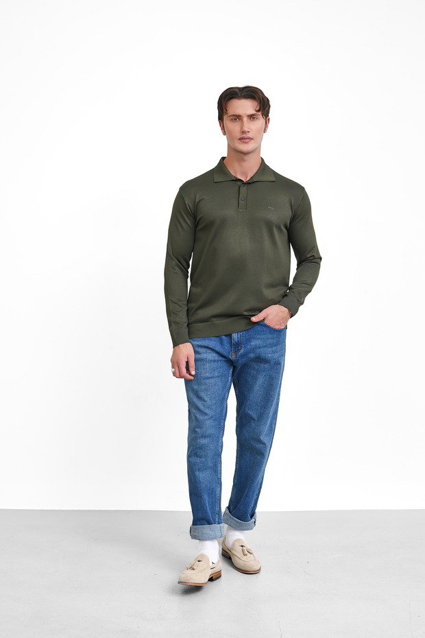 Polo Neck Sweater with Button Detail