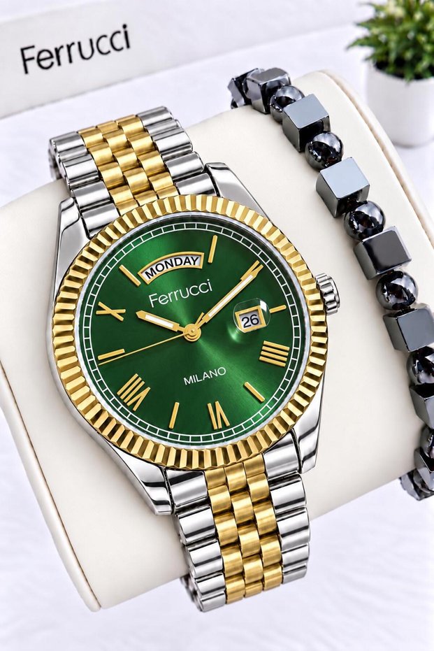 Steel Cord Calendar Dial 2 Years Warranty 3Atm Water Resistant Men's Wristwatch F.Er.0.005