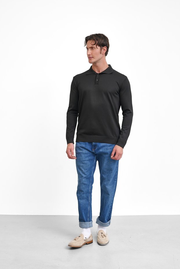 Polo Neck Sweater with Button Detail