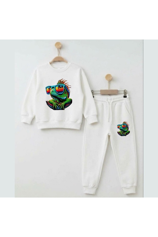 Team Sweatshirt with Glasses Frog Print for Girls and Boys Crew Neck