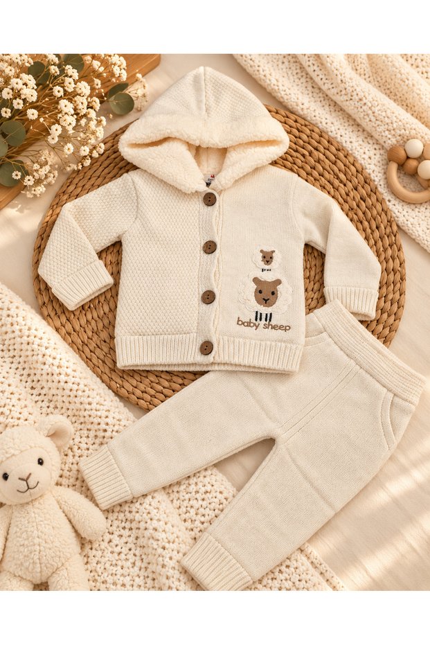 Cardigan with Lamb Plush Inside, Knitwear Set
