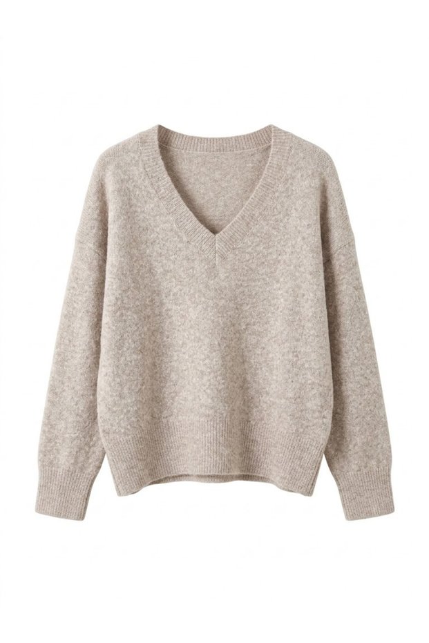 V-Neck Knitwear-Latte Latte