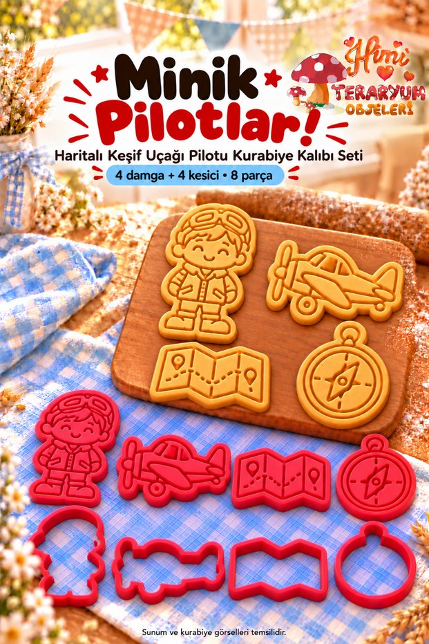 Maped Exploration Aircraft Pilot Cookie Cutter Stamp Cutter Set Boy Child Folded Route Map Compass Birthday