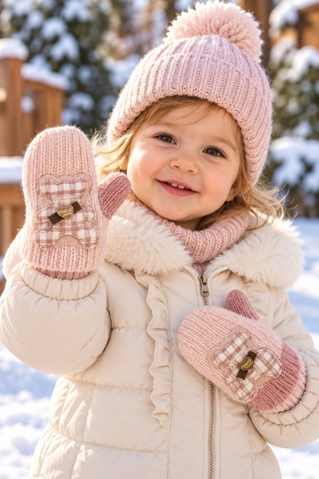 Ki̇tti̇ 26210-01 Girls 1-3 Single Finger Knitted Gloves