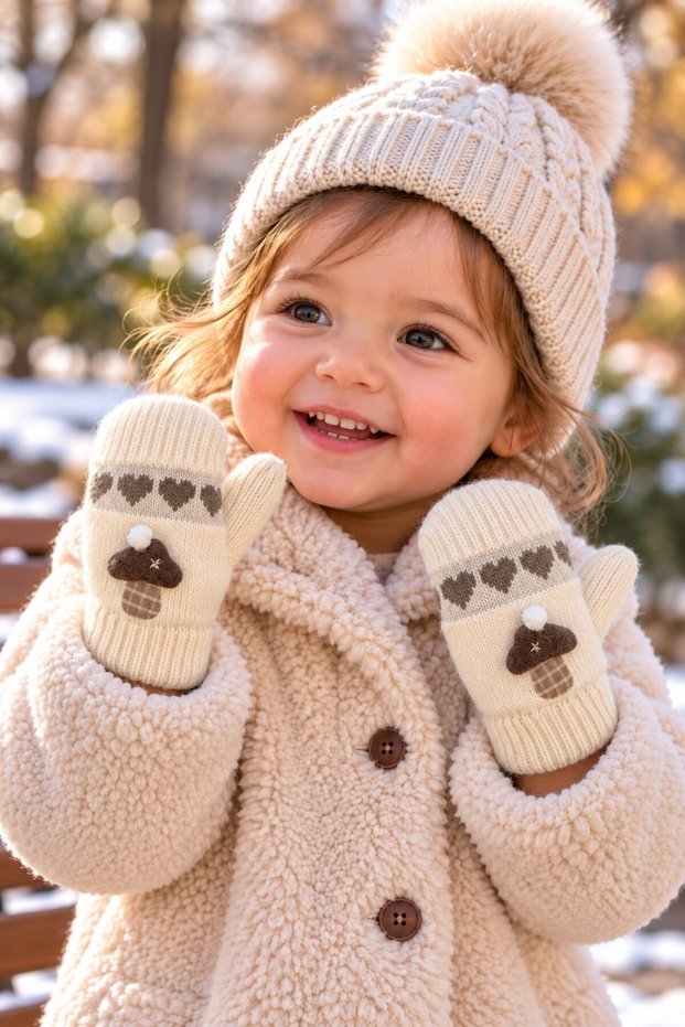 Ki̇tti̇ 26210-03 Girls 1-3 Single Finger Knitted Gloves