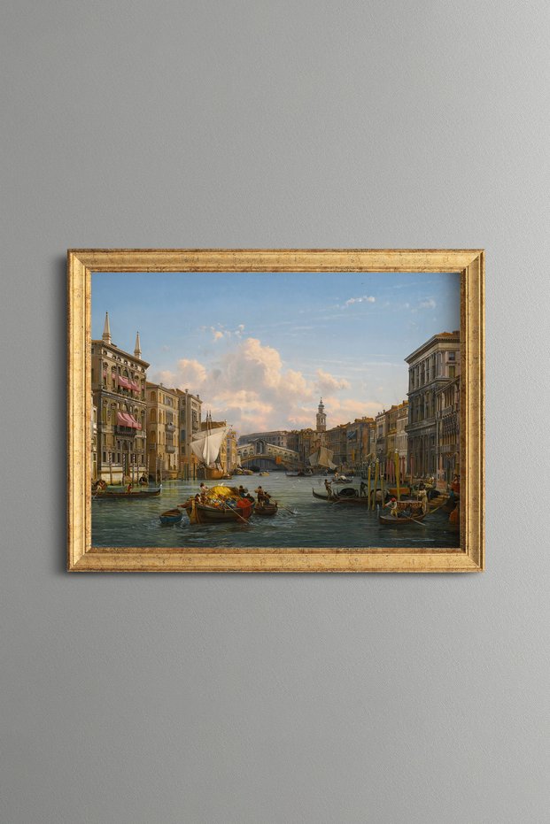 Grand Canal and Rialto Bridge in Venice - Vintage Patterned Painting - Fine Model