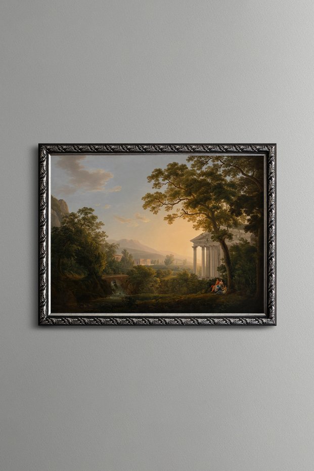 Imaginary Landscape with a Temple - Vintage Patterned Painting - Fine Model