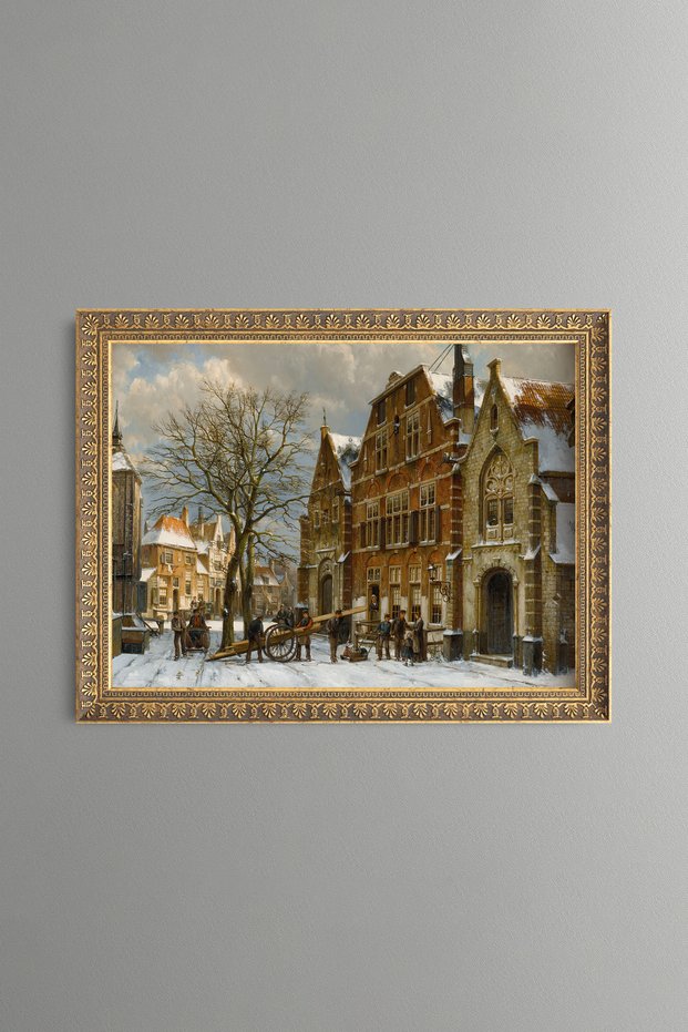 Winter Street in Oudewater - Vintage Patterned Painting - Fine Model