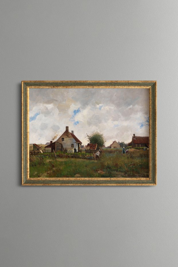 Farmhouses - Vintage Patterned Painting - Fine Model