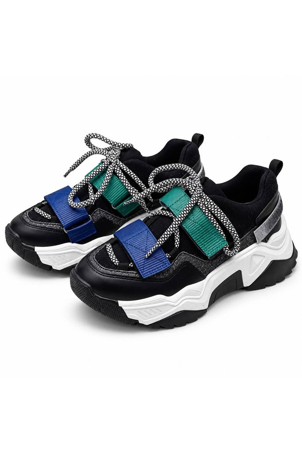 Women's thick sole lace-up sports shoes