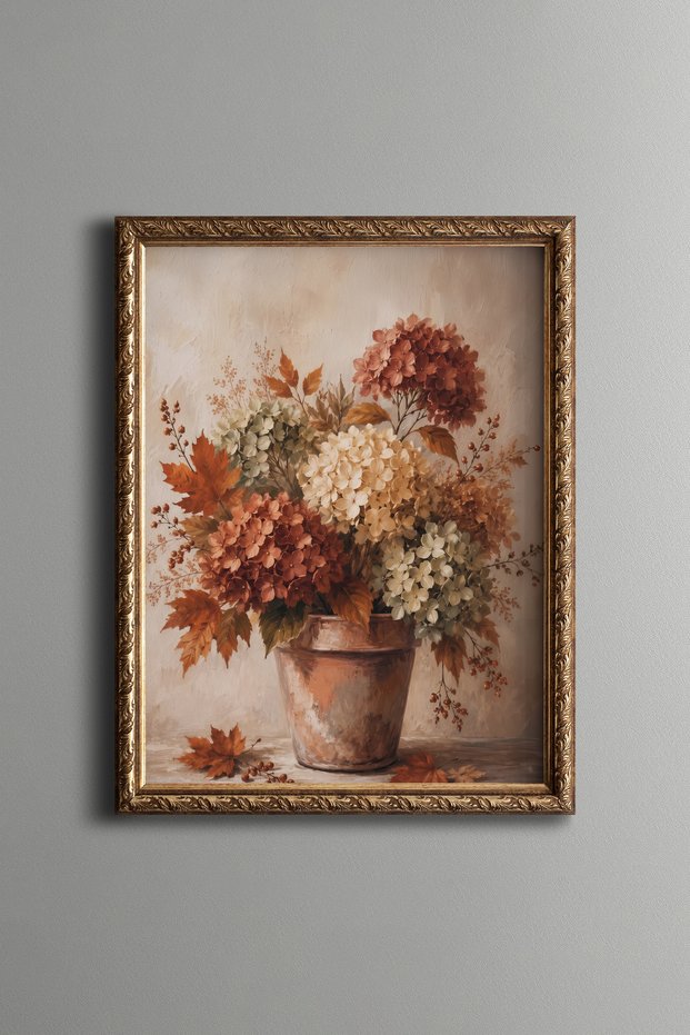 Autumn Flowers - Vintage Patterned Painting - Fine Model