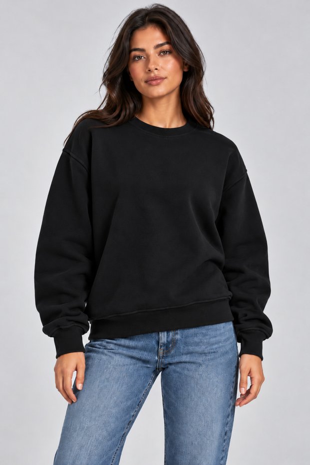 Unisex Relax Fit Comfortable Cut Three-Thread Fleece Crew Neck Sweatshirt - W238