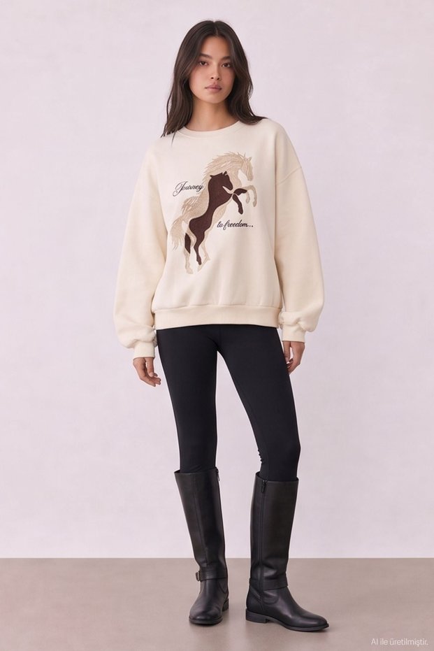 Women's Sweatshirt Swt02836 Beige