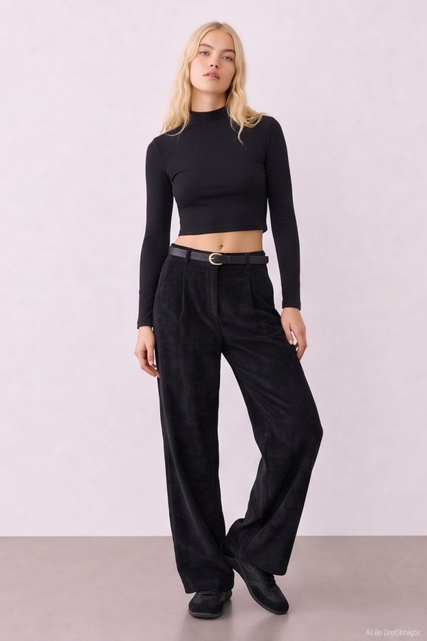 Women's Canvas Trousers Pnt01246 Black