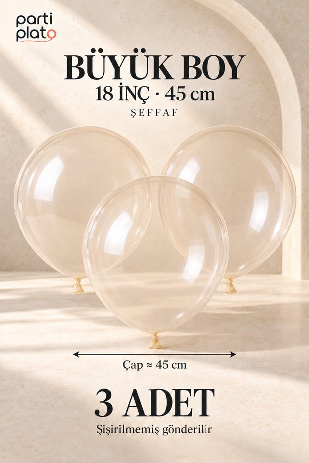 Large Size Transparent Latex Balloon 18 Inches 45 cm 3 Pieces Party Decoration