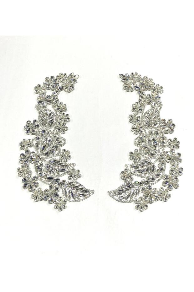 Iron-On Transfer Rhinestone Applique / Crystal Rhinestone / 1 Pair / 2 Pieces / Apl061