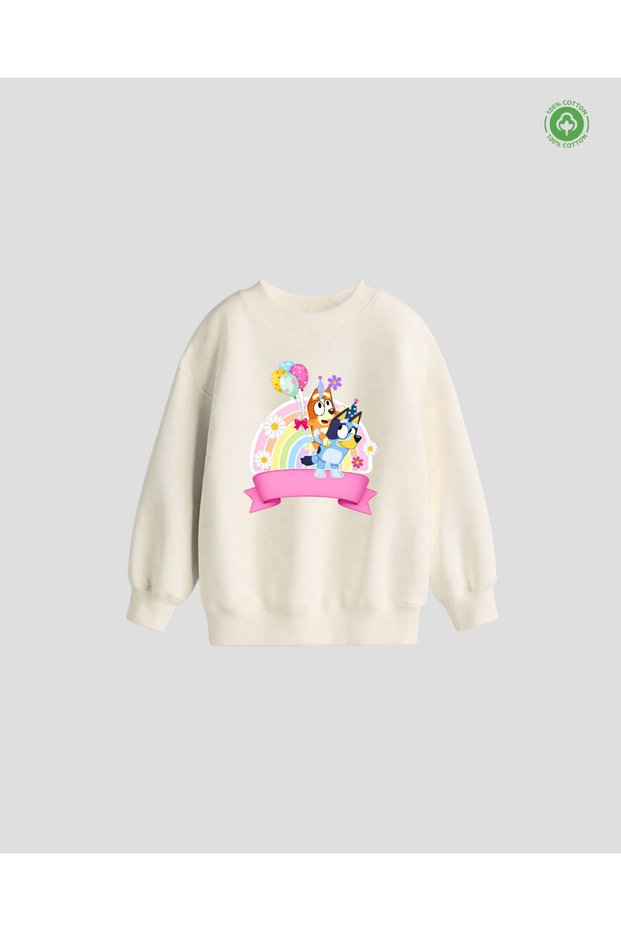 Cute Dog Bluey Printed Unisex Crew Neck Cotton Kids Sweatshirt (Ages 4 - 13)