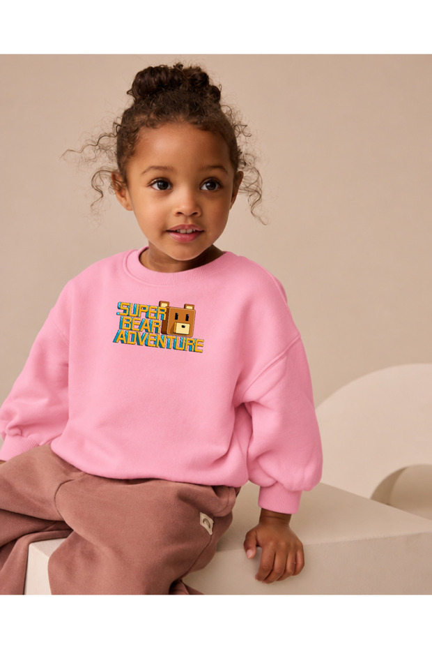 Super Bear Printed Unisex Crew Neck Cotton Kids Sweatshirt (Ages 4 - 13)