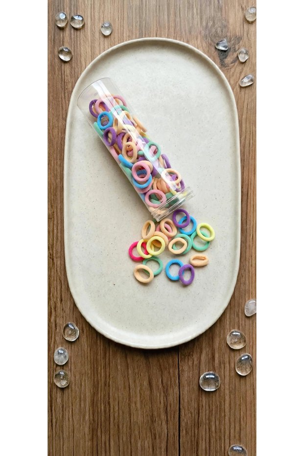 Colorful Mini Towel Rubber Buckle Set with Transparent Tube Packaging, Non-Hurt Hair Clip for Baby Girls